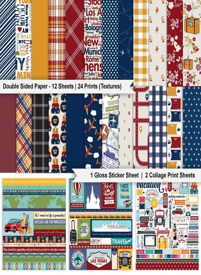 Inkdotpot مجموعة أوراق قصاصات Inkdotpot للسفر، ورق مقوى مزدوج الجوانب، مقاس 12 × 12 بوصة، لصنع البطاقات، مع ورقة ملصقات - 16 صفحة - متعدد الألوان - Image 2